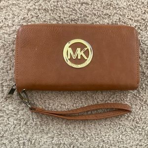 Michael Kors light brown wristlet/wallet
